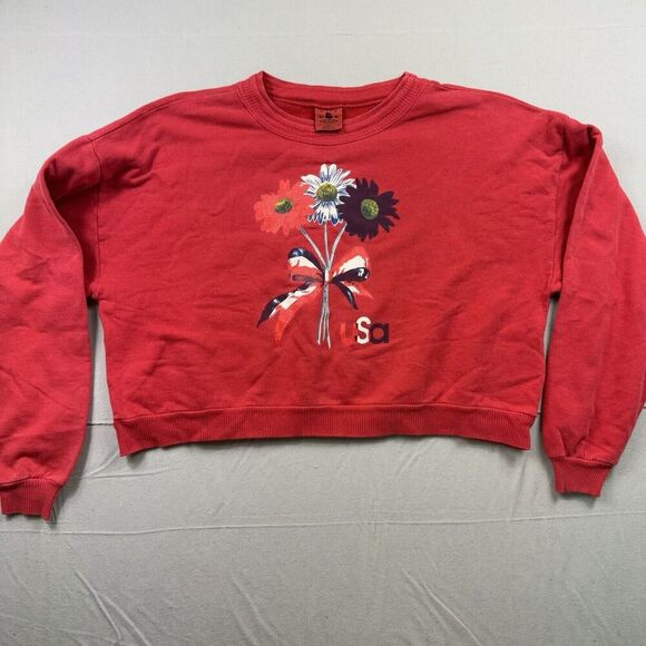 Vtg 90s Flower USA Crewneck Sweatshirt OSFM See Measurements Ross Sportswear - Picture 1 of 4